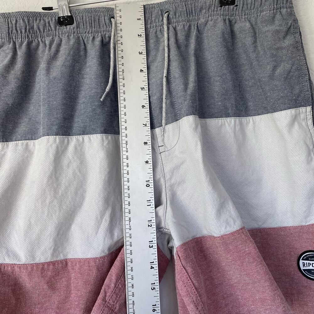 Rip Curl Men's Shorts Volley Fit Size‎ 34 Blue Red Gray Striped Surf Wear Board - Picture 6 of 16